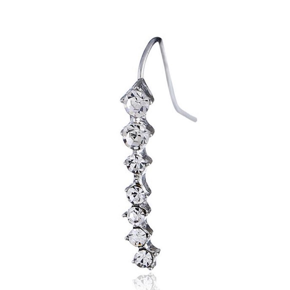 Silver Rhinestone Ear Climbers - Picture 4 of 7